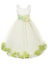 Girls Ivory With Sash Petal Flower Girl Dress, Sizes 2-14