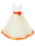 Girls Ivory With Sash Petal Flower Girl Dress, Sizes 2-14