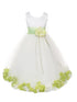 Girls White Multi Color Satin Petal Sash Flower Girl Dress 2-14 - SophiasStyle.com