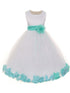 Girls White Multi Color Satin Petal Sash Flower Girl Dress 2-14 - SophiasStyle.com