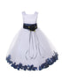Girls White Satin Multi Color Sash Floating Petal Flower Girl Dress 2T-14 - SophiasStyle.com
