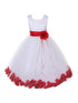 Girls White Satin Multi Color Sash Floating Petal Flower Girl Dress 2T-14 - SophiasStyle.com