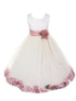 Girls White Multi Color Satin Petal Sash Flower Girl Dress 2-14 - SophiasStyle.com