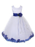 Girls White Multi Color Satin Petal Sash Flower Girl Dress 2-14 - SophiasStyle.com
