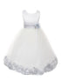 Girls White Multi Color Satin Petal Sash Flower Girl Dress 2-14 - SophiasStyle.com