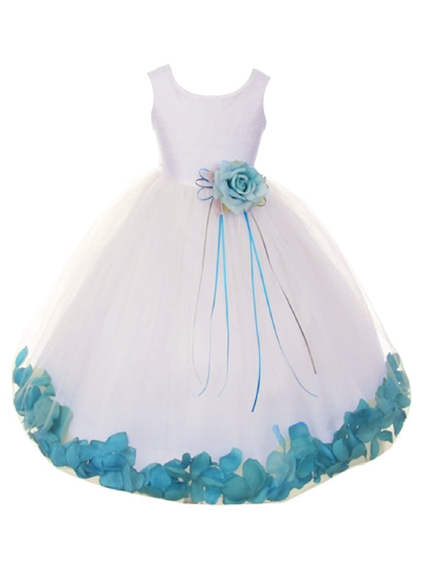 Big Girls White Multi Color Petal Junior Bridesmaid Plus Size Dress 16.5-20.5 - SophiasStyle.com