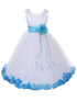 Big Girls White Multi Color Petal Sash Junior Bridesmaid Plus Size Dress 16.5-20.5 - SophiasStyle.com
