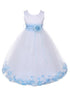 Big Girls White Multi Color Petal Sash Junior Bridesmaid Plus Size Dress 16.5-20.5 - SophiasStyle.com