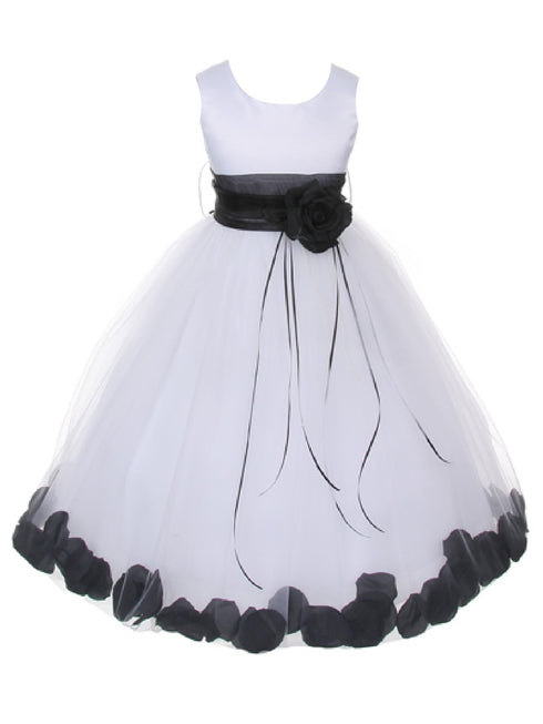 Big Girls White Multi Color Petal Sash Junior Bridesmaid Plus Size Dress 16.5-20.5 - SophiasStyle.com