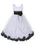 Big Girls White Multi Color Petal Sash Junior Bridesmaid Plus Size Dress 16.5-20.5 - SophiasStyle.com