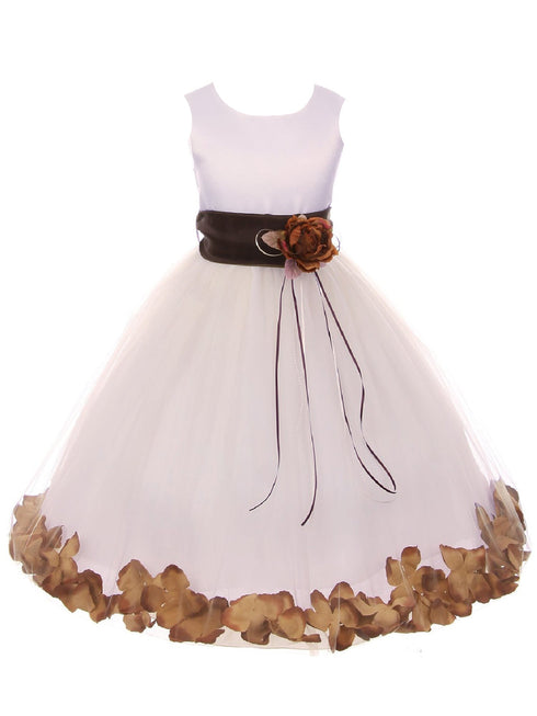 Big Girls White Multi Color Petal Sash Junior Bridesmaid Plus Size Dress 16.5-20.5 - SophiasStyle.com