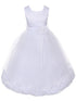 Girls White Satin Multi Color Sash Floating Petal Flower Girl Dress 2T-14 - SophiasStyle.com