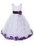 Big Girls White Multi Color Petal Sash Junior Bridesmaid Plus Size Dress 16.5-20.5 - SophiasStyle.com