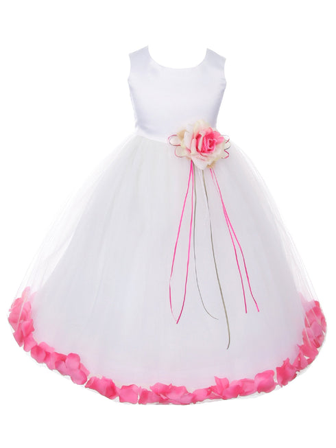 Big Girls White Multi Color Petal Junior Bridesmaid Plus Size Dress 16.5-20.5 - SophiasStyle.com