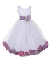Big Girls White Multi Color Petal Sash Junior Bridesmaid Plus Size Dress 16.5-20.5 - SophiasStyle.com