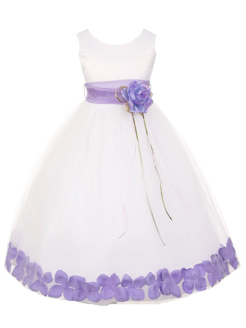 Big Girls White With Sash Petal Junior Bridesmaid Plus Size Dress, Sizes 16.5-20.5
