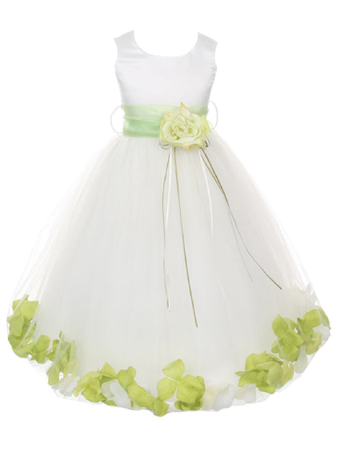 Big Girls White Multi Color Petal Sash Junior Bridesmaid Plus Size Dress 16.5-20.5 - SophiasStyle.com
