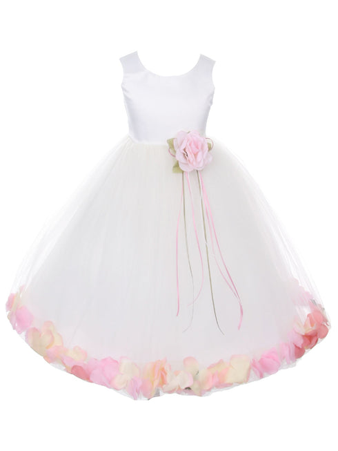 Big Girls White Multi Color Petal Junior Bridesmaid Plus Size Dress 16.5-20.5 - SophiasStyle.com