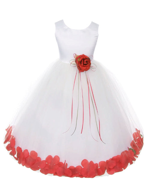Big Girls White Multi Color Petal Junior Bridesmaid Plus Size Dress 16.5-20.5 - SophiasStyle.com