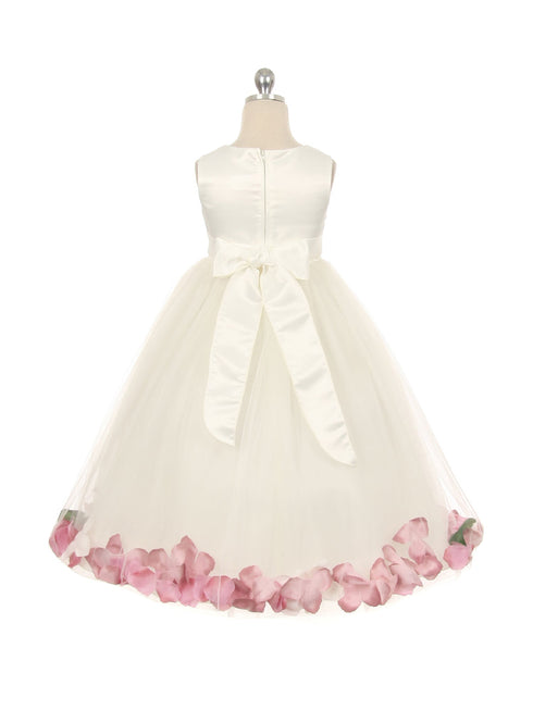 Big Girls White Multi Color Petal Junior Bridesmaid Plus Size Dress 16.5-20.5 - SophiasStyle.com