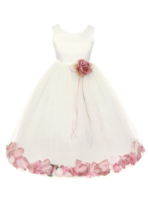 Big Girls White Multi Color Petal Junior Bridesmaid Plus Size Dress 16.5-20.5 - SophiasStyle.com