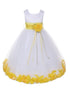 Girls White Satin Multi Color Sash Floating Petal Flower Girl Dress 2T-14 - SophiasStyle.com