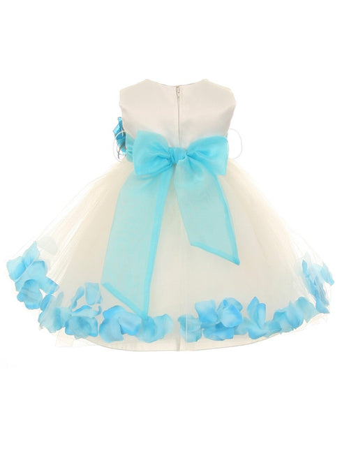 Baby Girls Ivory Multi Color Satin Floating Petals Sash Flower Girl Dress 6-24M - SophiasStyle.com