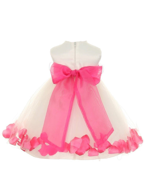 Baby Girls Ivory Multi Color Satin Floating Petals Sash Flower Girl Dress 6-24M - SophiasStyle.com