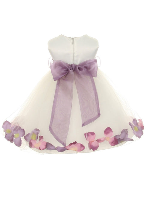 Baby Girls Ivory Multi Color Satin Floating Petals Sash Flower Girl Dress 6-24M - SophiasStyle.com