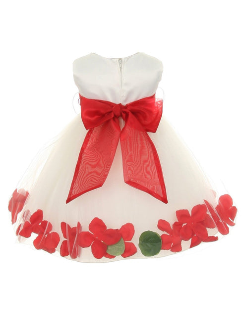 Baby Girls Ivory Multi Color Satin Floating Petals Sash Flower Girl Dress 6-24M - SophiasStyle.com