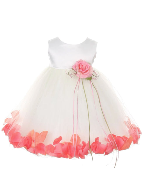 Baby Girls White Multi Color Satin Top Petal Floating Flower Girl Dress 6-24M - SophiasStyle.com