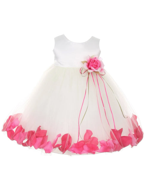 Baby Girls White Multi Color Satin Top Petal Floating Flower Girl Dress 6-24M - SophiasStyle.com