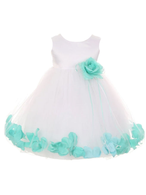 Baby Girls White Multi Color Satin Top Petal Floating Flower Girl Dress 6-24M - SophiasStyle.com