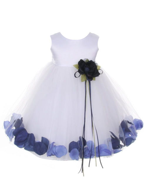 Baby Girls White Multi Color Satin Top Petal Floating Flower Girl Dress 6-24M - SophiasStyle.com