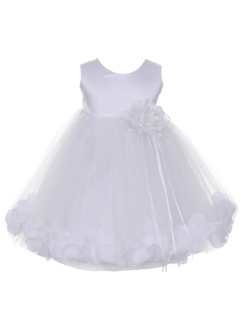 Baby Girls White Multi Color Satin Top Petal Floating Flower Girl Dress 6-24M - SophiasStyle.com
