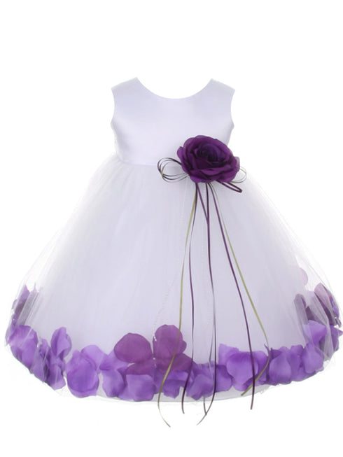 Baby Girls White Multi Color Satin Top Petal Floating Flower Girl Dress 6-24M - SophiasStyle.com