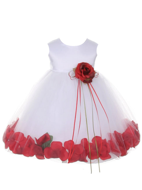Baby Girls White Multi Color Satin Top Petal Floating Flower Girl Dress 6-24M - SophiasStyle.com