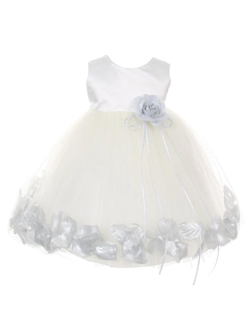 Baby Girls White Multi Color Satin Top Petal Floating Flower Girl Dress 6-24M - SophiasStyle.com