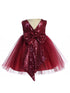 Kids Dream Baby Girls Burgundy Sequin V Back Flower Girl Dress 6-24 Months - SophiasStyle.com