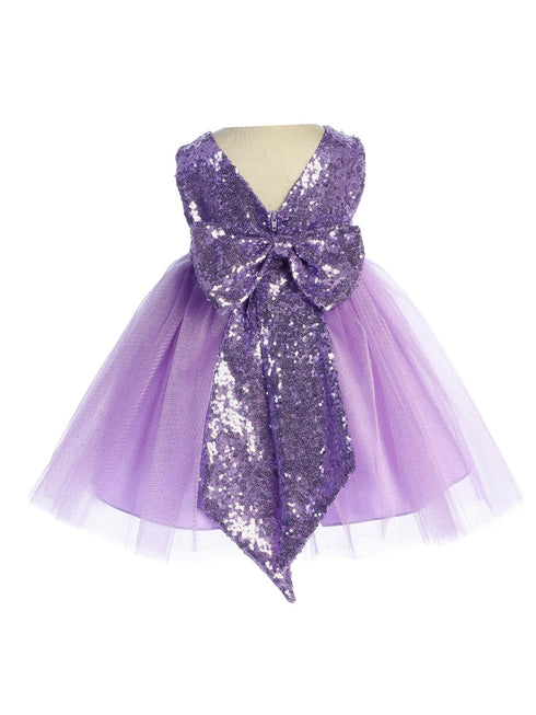 Kids Dream Baby Girls Lavender Sequin V Back Flower Girl Dress 6-24 Months - SophiasStyle.com