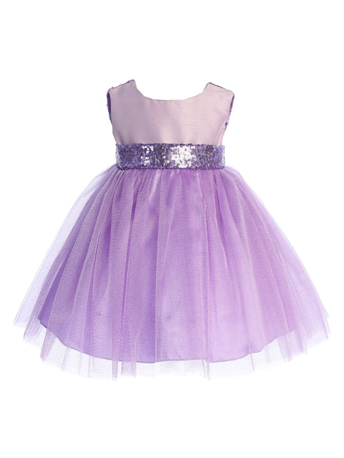 Kids Dream Baby Girls Lavender Sequin V Back Flower Girl Dress 6-24 Months - SophiasStyle.com