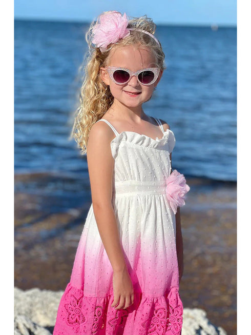 Kids Dream Big Girls Pink Ombre Ruffle Plus Size Cotton Dress 14.5-20.5 - SophiasStyle.com