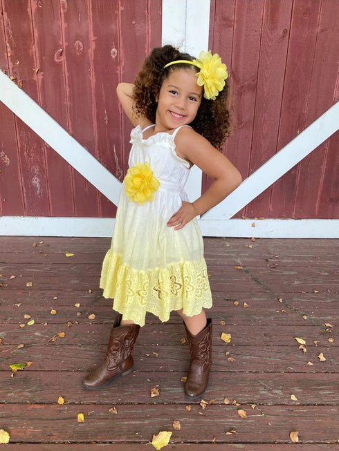Kids Dream Big Girls Yellow Ombre Ruffle Plus Size Cotton Dress 14.5-20.5 - SophiasStyle.com