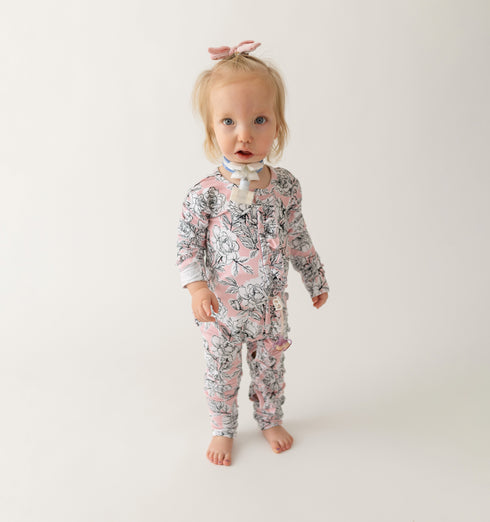 allie-floral-bamboo-ruffle-convertible-footie Laree & Co - Sophia's StyleFootie-1