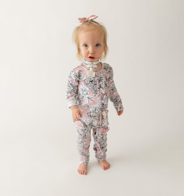 allie-floral-bamboo-ruffle-convertible-footie Laree & Co - Sophia's StyleFootie-1