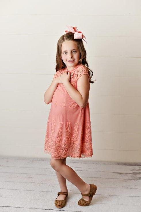 Lace Dress - Coral