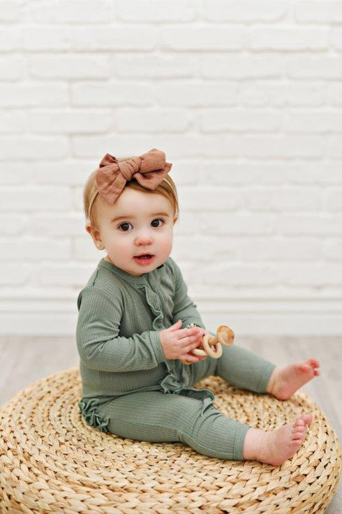 ruffle-2-way-zip-romper-ribbed-evergreen Presley Couture at Sophia's Style--2