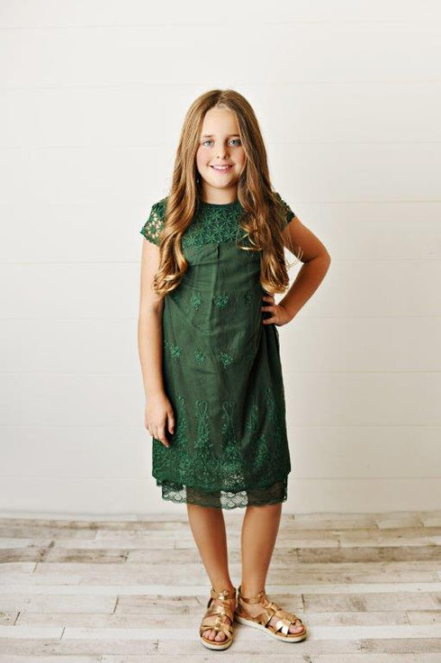 Lace Dress - Emerald Green