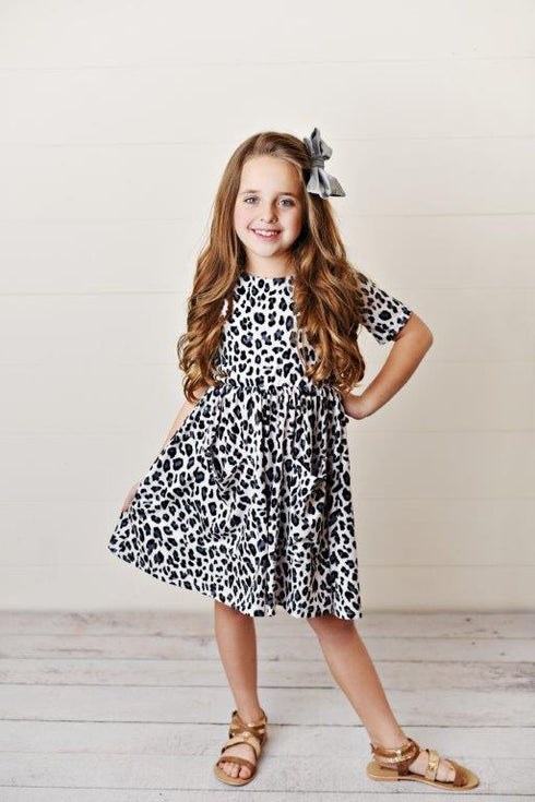 Snow Leopard Twirl Dress