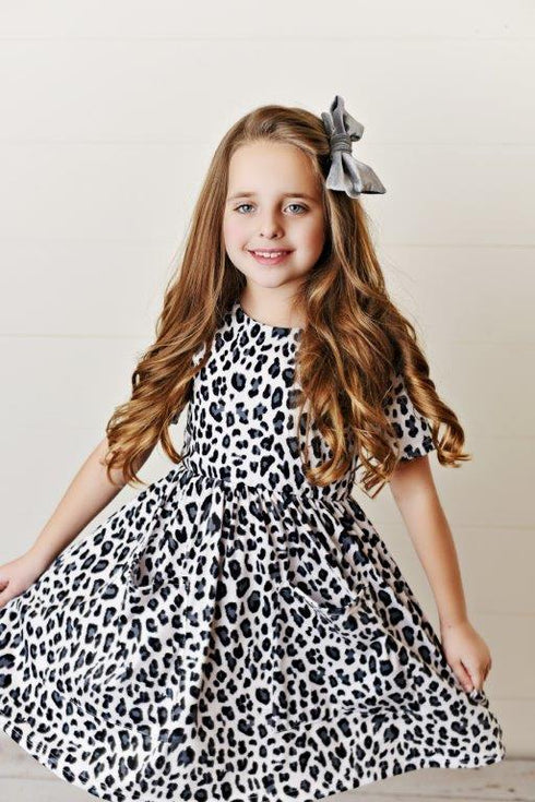 Snow Leopard Twirl Dress